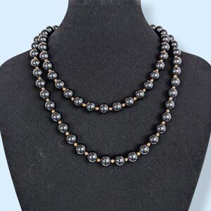 (2/$20) Vintage Long Black Beaded Necklace